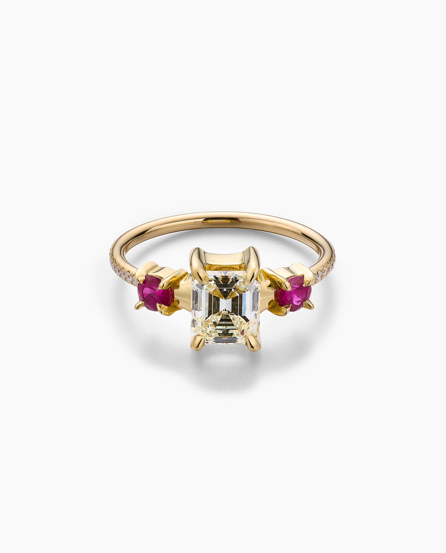 Diamond Engagement Ring with Ruby Side Stones