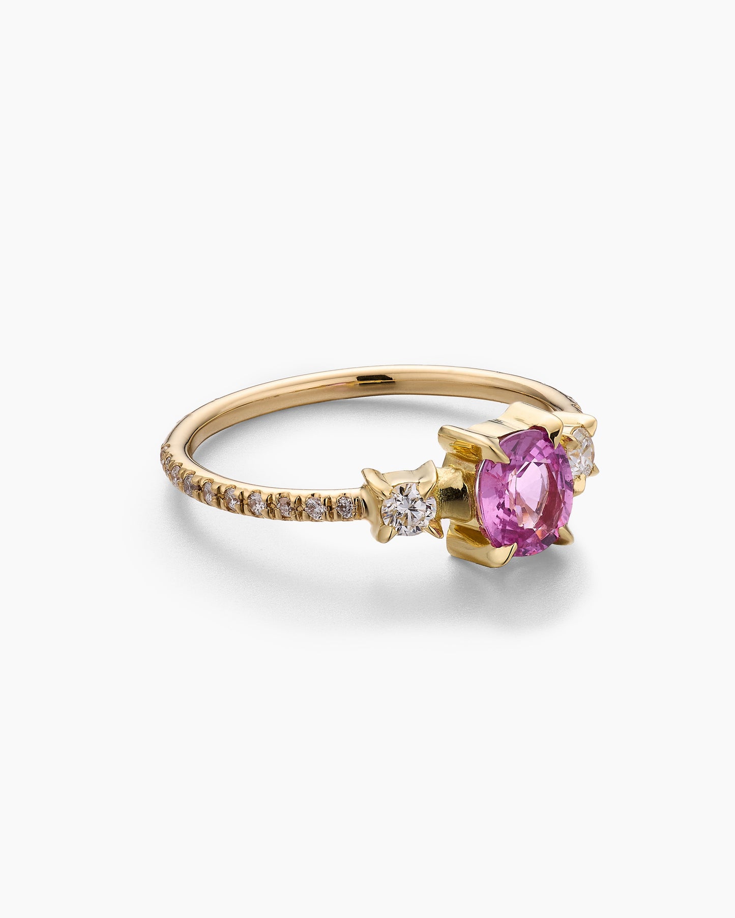Cushion-cut Pink Sapphire and Diamond Ring