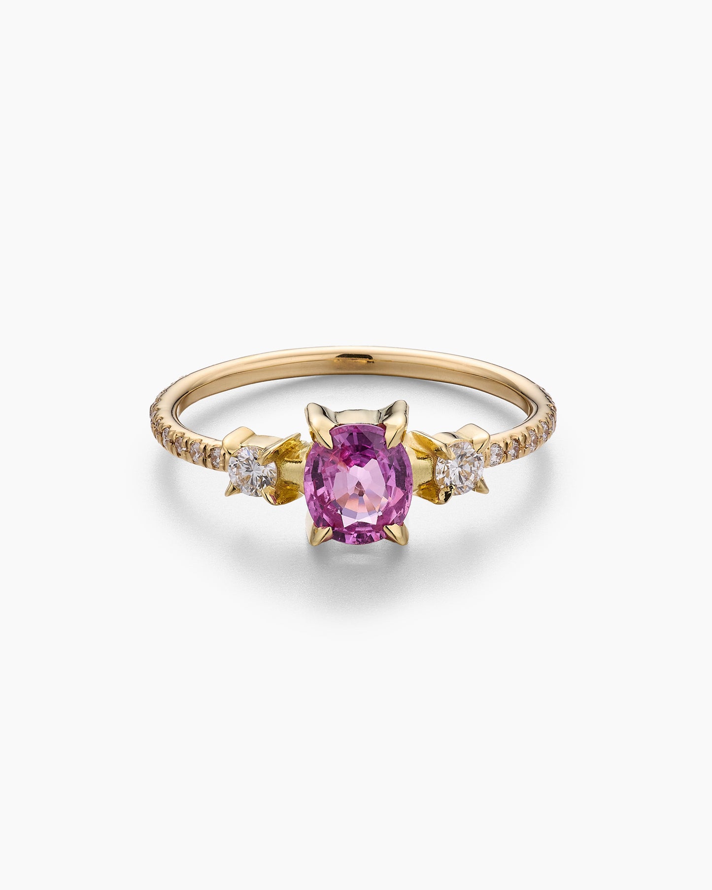 Cushion-cut Pink Sapphire and Diamond Ring