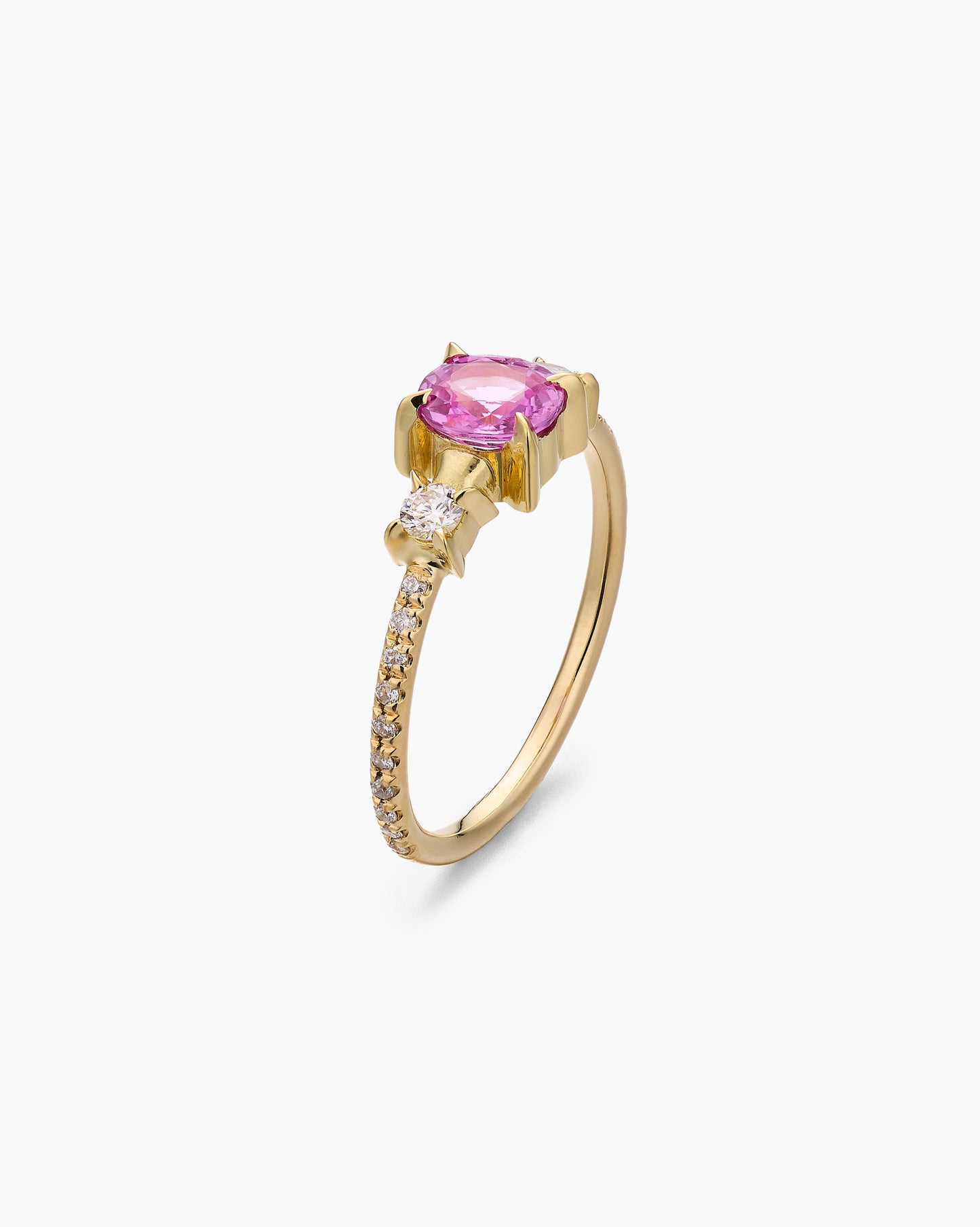 Cushion-cut Pink Sapphire and Diamond Ring