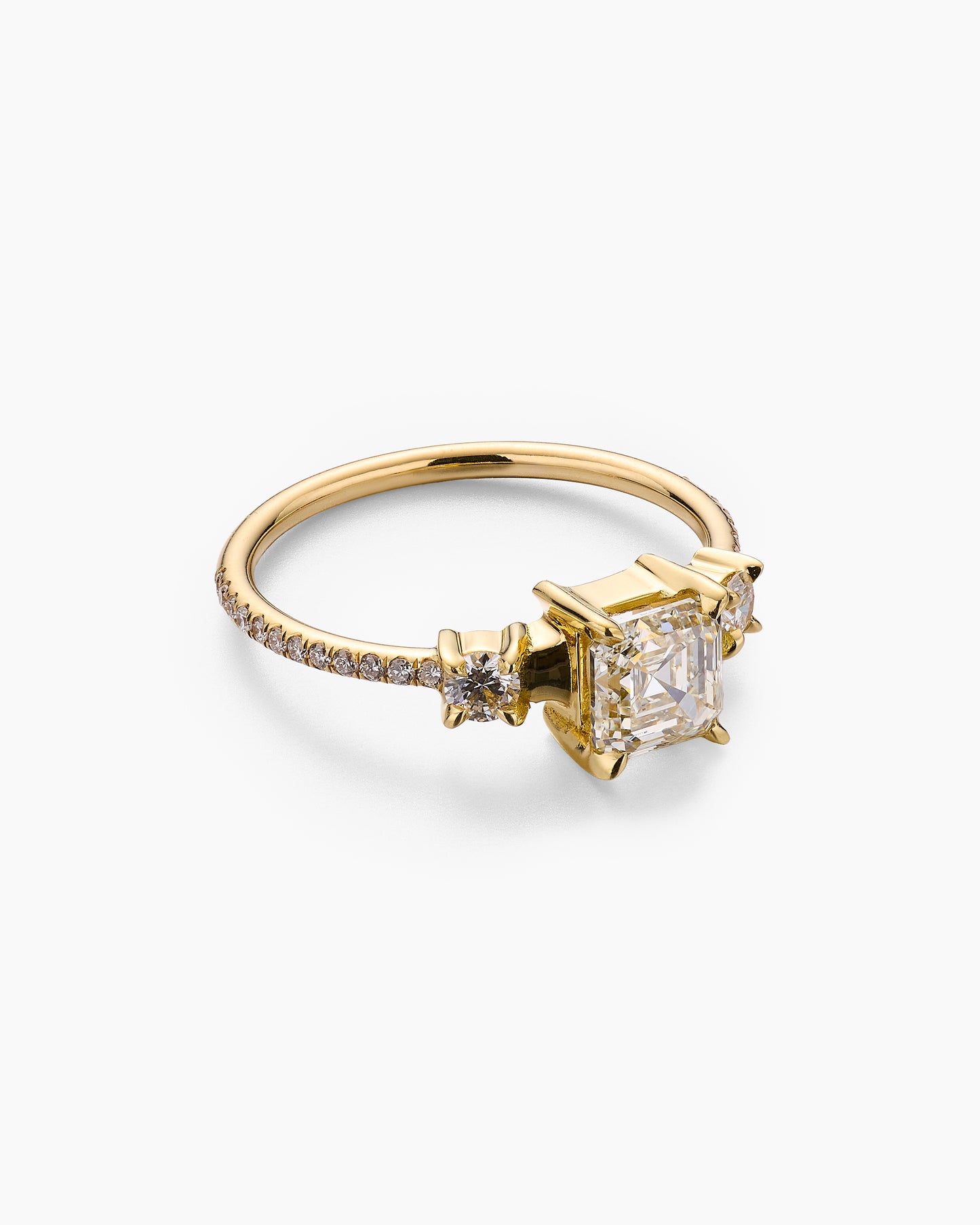 Square Diamond Engagement Ring with Pave