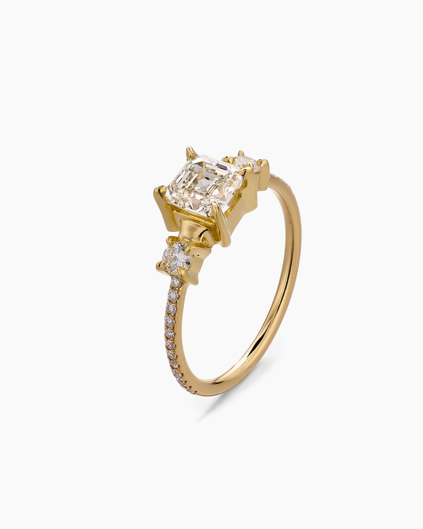 Square Diamond Engagement Ring with Pave