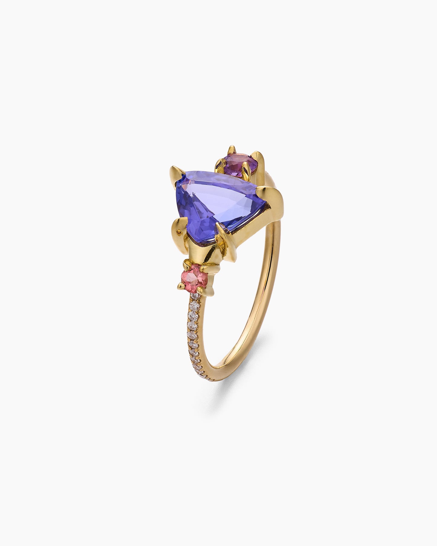 Tanzanite with Amethyst and Sapphire Ring