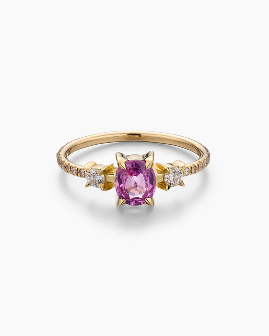 Cushion-cut Pink Sapphire and Diamond Ring