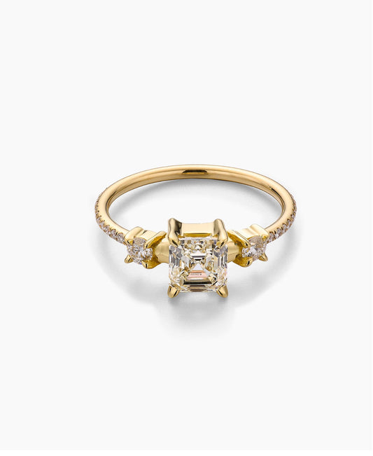 Square Diamond Engagement Ring with Pave