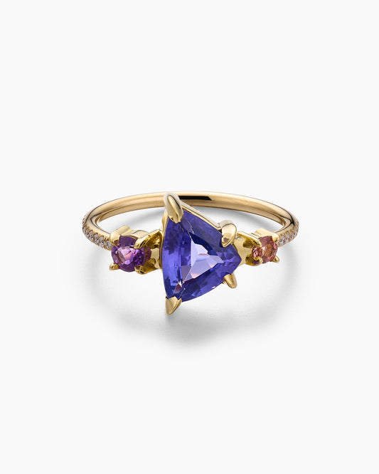 Tanzanite with Amethyst and Sapphire Ring